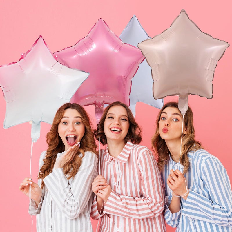 KALOR Pink and White Star Foil Balloons, 10 Pcs 18 Inch Stars Shape Foil Mylar Balloons for Birthdays, Weddings, Baby Showers Graduation Decorations - Image 4